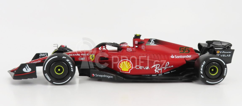 Bburago Ferrari F1-75 Scuderia Ferrari N 55 Season 2022 Carlos Sainz 1:18, červená