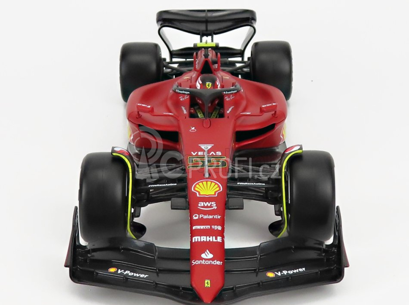 Bburago Ferrari F1-75 Scuderia Ferrari N 55 Season 2022 Carlos Sainz - White Wheels - Exclusive Carmodel 1:18 Red