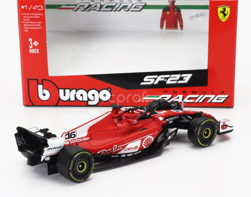Bburago Ferrari F1  Sf-23 Team Scuderia Ferrari N 16 2nd Las Vegas Usa Gp 2023 Charles Leclerc 1:43 Červená Bílá Černá