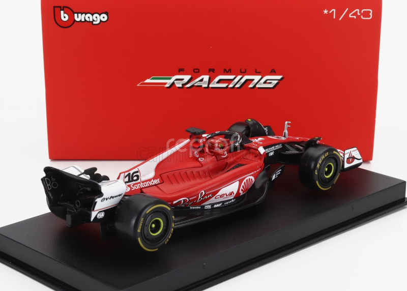 Bburago Ferrari F1  Sf-23 Team Scuderia Ferrari N 16 2nd Las Vegas Usa Gp 2023 Charles Leclerc - With Pilot And Showcase 1:43 Červená Bílá Černá