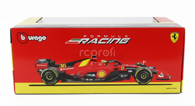 Bburago Ferrari F1  Sf-23 Team Scuderia Ferrari N 16 4th Monza Italy Gp 2023 Charles Leclerc 1:18 Červená Černá Žlutá