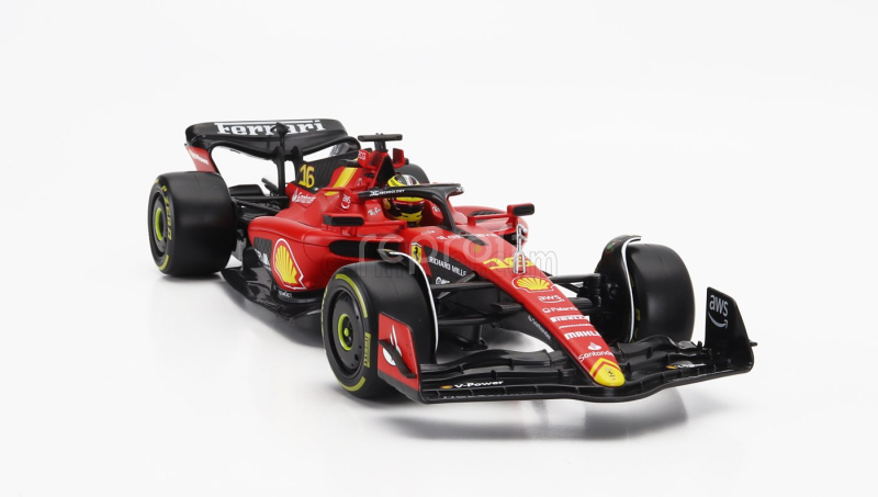Bburago Ferrari F1  Sf-23 Team Scuderia Ferrari N 16 4th Monza Italy Gp 2023 Charles Leclerc 1:18 Červená Černá Žlutá