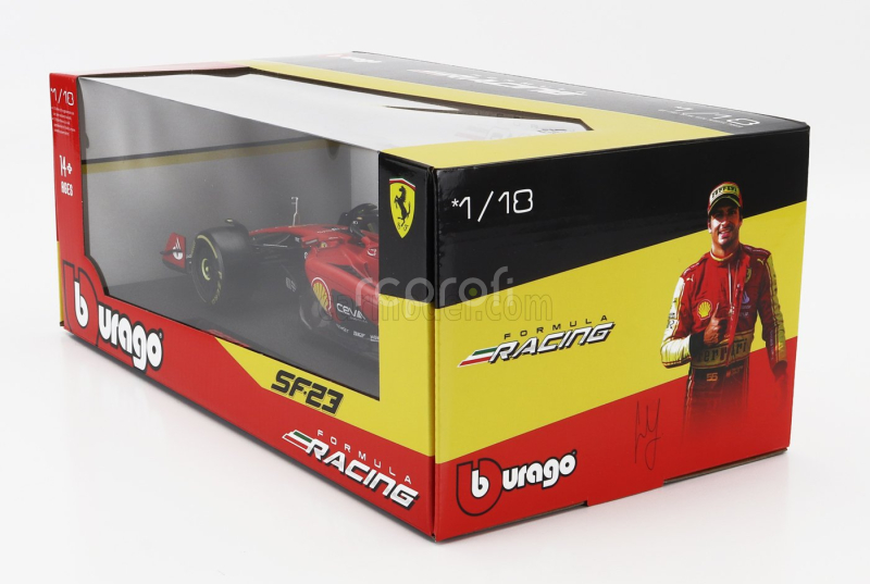 Bburago Ferrari F1  Sf-23 Team Scuderia Ferrari N 16 4th Monza Italy Gp 2023 Charles Leclerc 1:18 Červená Černá Žlutá