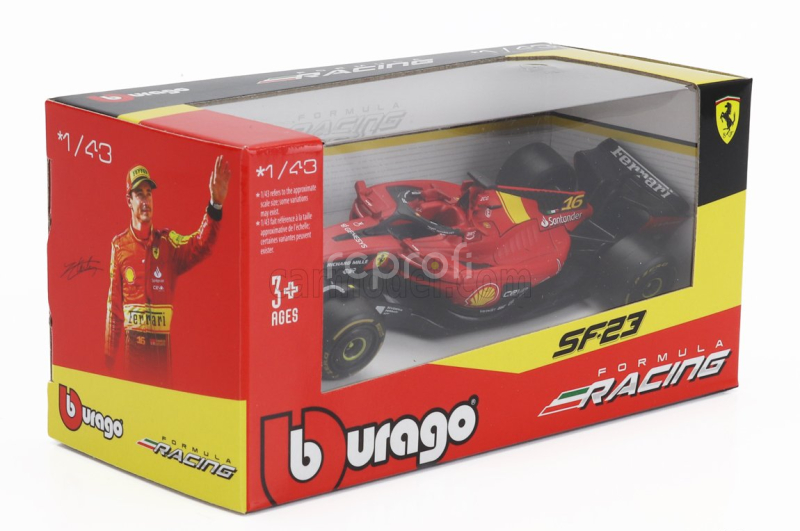 Bburago Ferrari F1  Sf-23 Team Scuderia Ferrari N 16 4th Monza Italy Gp 2023 Charles Leclerc 1:43 Červená Černá Žlutá