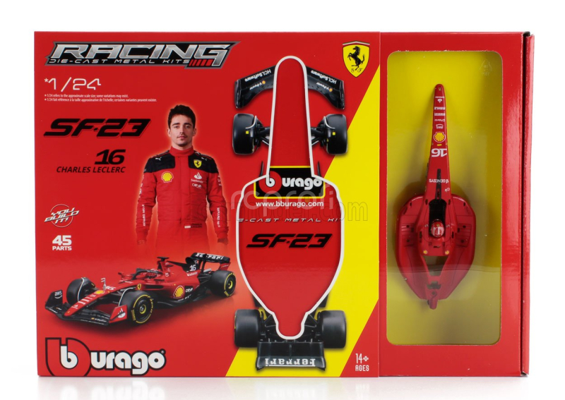 Bburago Ferrari F1  Sf-23 Team Scuderia Ferrari N 16 Season 2023 Charles Leclerc 1:24 Červená Černá