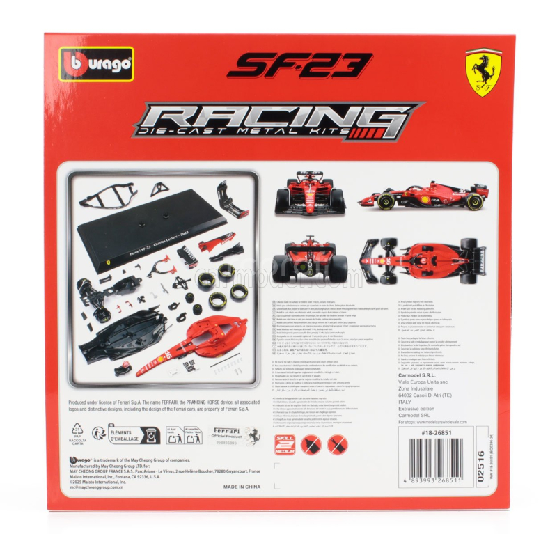 Bburago Ferrari F1  Sf-23 Team Scuderia Ferrari N 16 Season 2023 Charles Leclerc 1:24 Červená Černá