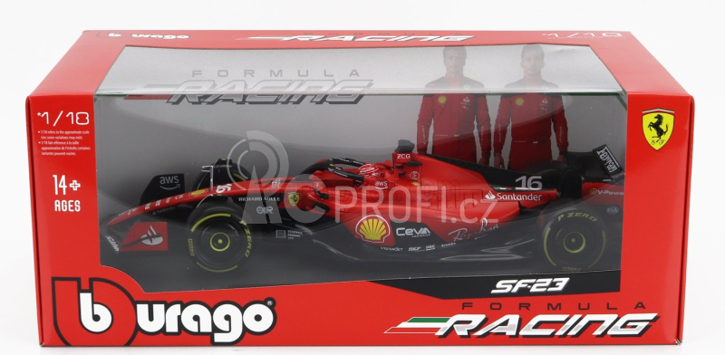 Bburago Ferrari F1  Sf-23 Team Scuderia Ferrari N 16 Season 2023 Charles Leclerc - Exclusive Carmodel 1:18 Červená Černá