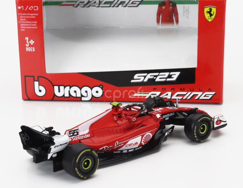 Bburago Ferrari F1  Sf-23 Team Scuderia Ferrari N 55 Las Vegas Usa Gp 2023 Carlos Sainz 1:43 Červená Bílá Černá