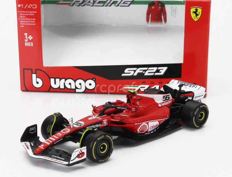 Bburago Ferrari F1  Sf-23 Team Scuderia Ferrari N 55 Las Vegas Usa Gp 2023 Carlos Sainz 1:43 Červená Bílá Černá