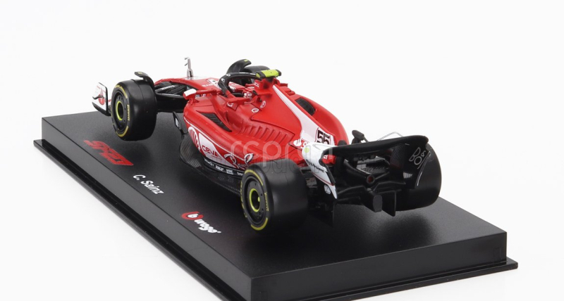 Bburago Ferrari F1  Sf-23 Team Scuderia Ferrari N 55 Las Vegas Usa Gp 2023 Carlos Sainz - With Pilot And Showcase 1:43 Červená Bílá Černá
