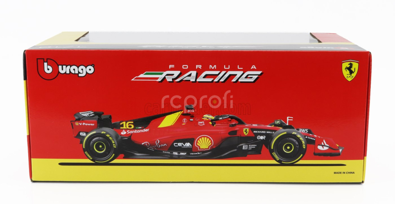 Bburago Ferrari F1  Sf-23 Team Scuderia Ferrari N 55 Pole Position 3rd Monza Italy Gp 2023 Carlos Sainz 1:18 Červená Černá Žlutá