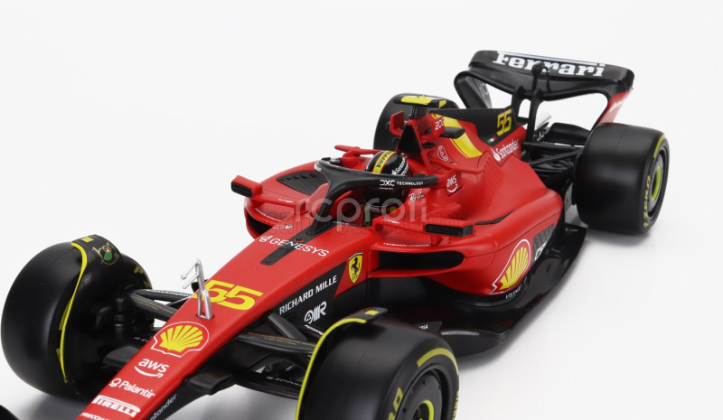 Bburago Ferrari F1  Sf-23 Team Scuderia Ferrari N 55 Pole Position 3rd Monza Italy Gp 2023 Carlos Sainz 1:18 Červená Černá Žlutá