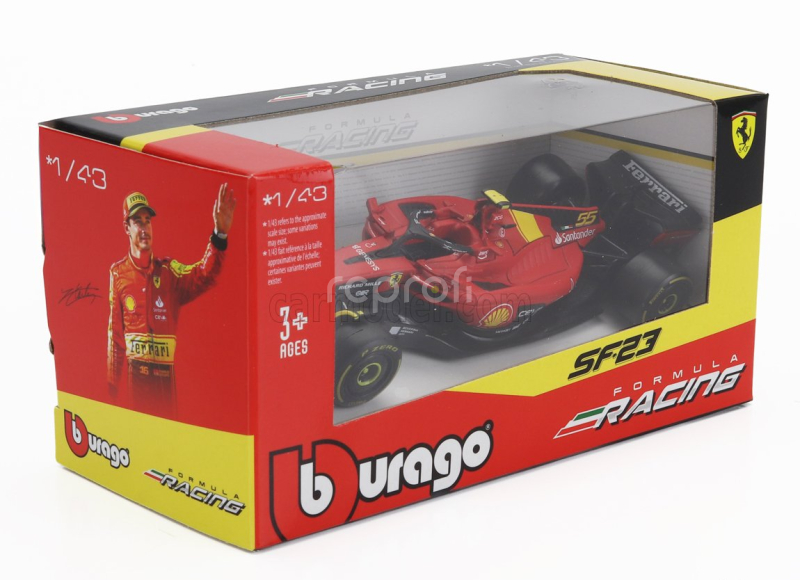 Bburago Ferrari F1  Sf-23 Team Scuderia Ferrari N 55 Pole Position 3rd Monza Italy Gp 2023 Carlos Sainz 1:43 Červená Černá Žlutá