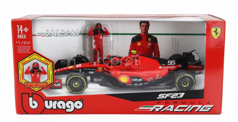Bburago Ferrari F1  Sf-23 Team Scuderia Ferrari N 55 Season 2023 Carlos Sainz 1:24 Červená Černá