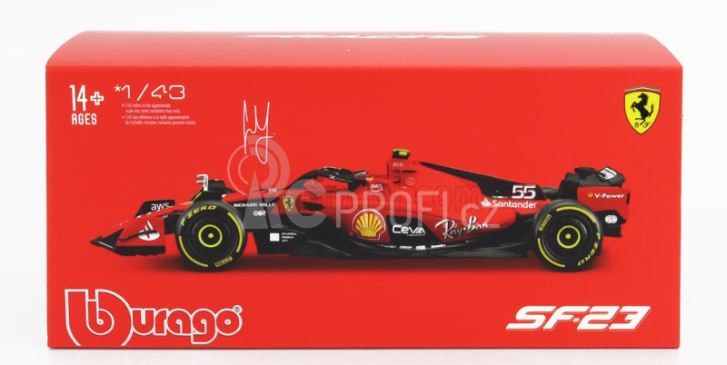 Bburago Ferrari F1 Sf-23 Team Scuderia Ferrari N 55 1:43, červená