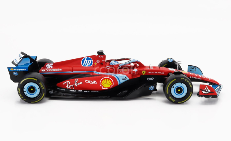 Bburago Ferrari F1  Sf-24 Team Scuderia Ferrari N 16 3rd Miami Gp 2024 Charles Leclerc 1:18 Červená Černá Světle Modrá