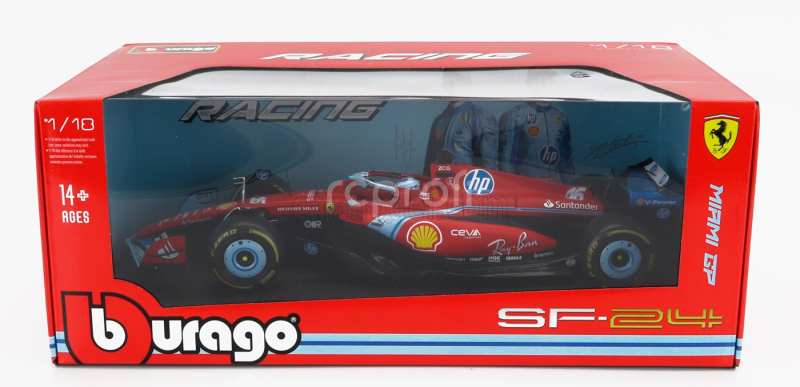 Bburago Ferrari F1  Sf-24 Team Scuderia Ferrari N 16 3rd Miami Gp 2024 Charles Leclerc 1:18 Červená Černá Světle Modrá