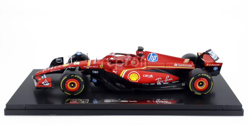 Bburago Ferrari F1  Sf-24 Team Scuderia Ferrari N 16 4th Emilia Romagna Imola Gp 2024 Charles Leclerc - Con Vetrina - With Showcase 1:18 Červená Černá