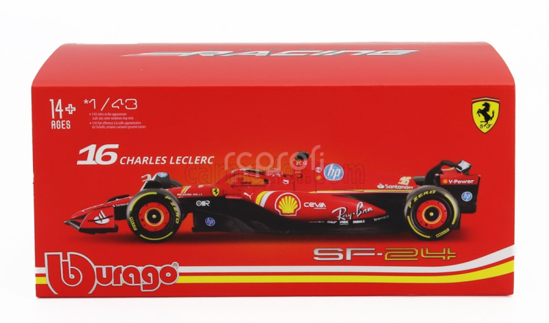 Bburago Ferrari F1  Sf-24 Team Scuderia Ferrari N 16 4th Emilia Romagna Imola Gp 2024 Charles Leclerc - With Pilot And Showcase 1:43 Červená Černá