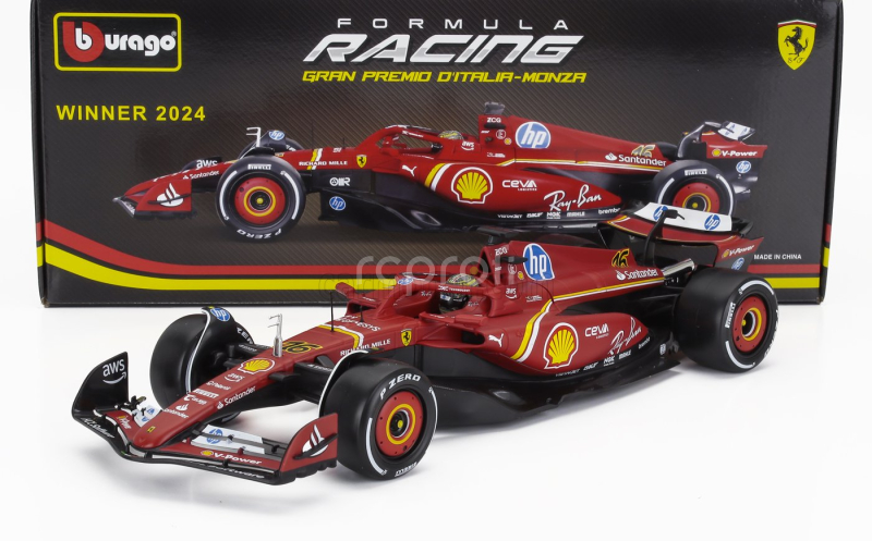 Bburago Ferrari F1  Sf-24 Team Scuderia Ferrari N 16 Winner Italy Monza Gp 2024 Charles Leclerc 1:18 Červená Bílá Černá