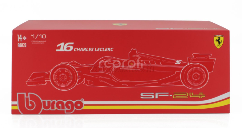Bburago Ferrari F1  Sf-24 Team Scuderia Ferrari N 16 Winner Italy Monza Gp 2024 Charles Leclerc - Con Vetrina - With Showcase 1:18 Červená Bílá Černá