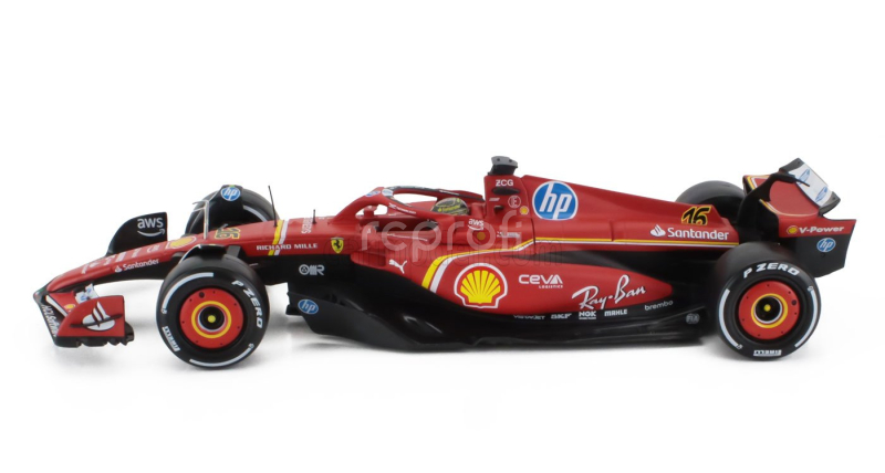 Bburago Ferrari F1  Sf-24 Team Scuderia Ferrari N 16 Winner Italy Monza Gp 2024 Charles Leclerc - Con Vetrina - With Showcase 1:18 Červená Bílá Černá