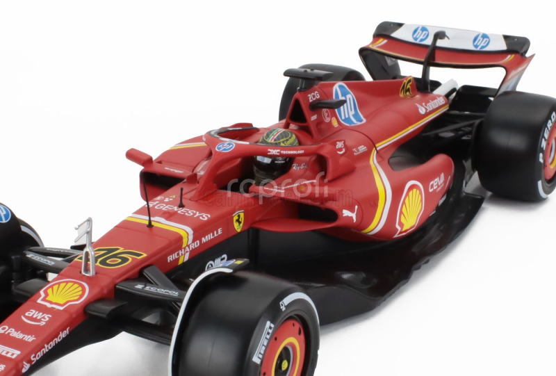 Bburago Ferrari F1  Sf-24 Team Scuderia Ferrari N 16 Winner Italy Monza Gp 2024 Charles Leclerc - Con Vetrina - With Showcase 1:18 Červená Bílá Černá