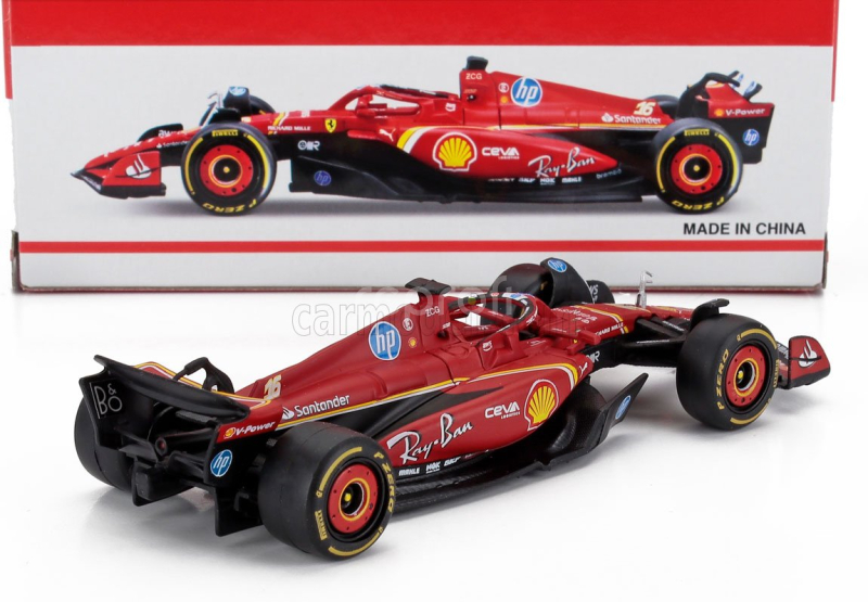 Bburago Ferrari F1  Sf-24 Team Scuderia Ferrari N 16 Winner Monaco Gp 2024 Charles Leclerc 1:43 Červená Černá