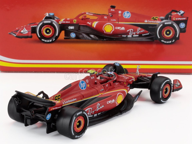 Bburago Ferrari F1  Sf-24 Team Scuderia Ferrari N 55 4th Italy Monza Gp 2024 Carlos Sainz 1:43 Červená Bílá Černá