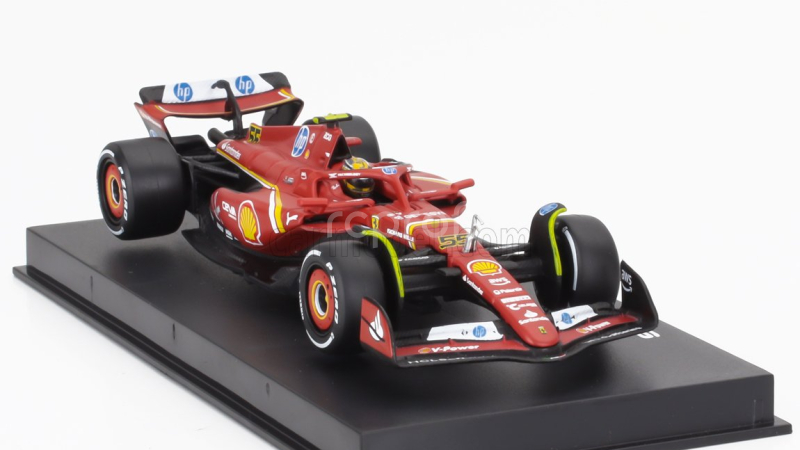 Bburago Ferrari F1  Sf-24 Team Scuderia Ferrari N 55 4th Italy Monza Gp 2024 Carlos Sainz - With Pilot And Showcase 1:43 Červená Bílá Černá