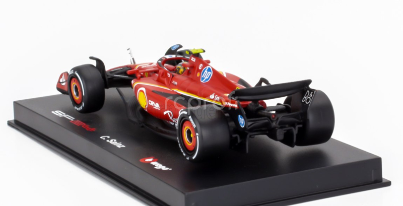Bburago Ferrari F1  Sf-24 Team Scuderia Ferrari N 55 4th Italy Monza Gp 2024 Carlos Sainz - With Pilot And Showcase 1:43 Červená Bílá Černá