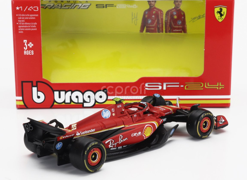 Bburago Ferrari F1  Sf-24 Team Scuderia Ferrari N 55 5th Emilia Romagna Imola Gp 2024 Carlos Sainz 1:43 Červená Černá