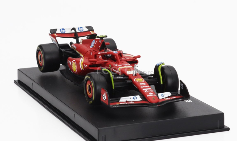 Bburago Ferrari F1  Sf-24 Team Scuderia Ferrari N 55 5th Emilia Romagna Imola Gp 2024 Carlos Sainz - With Pilot And Showcase 1:43 Červená Černá