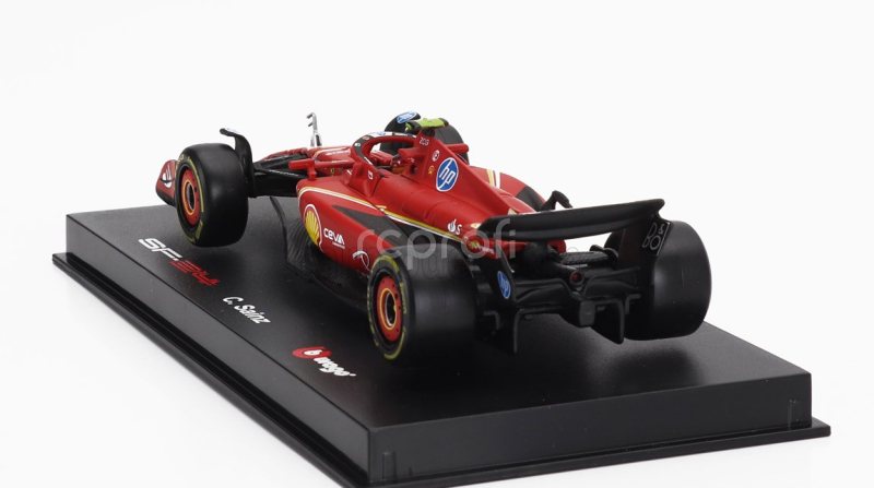Bburago Ferrari F1  Sf-24 Team Scuderia Ferrari N 55 5th Emilia Romagna Imola Gp 2024 Carlos Sainz - With Pilot And Showcase 1:43 Červená Černá