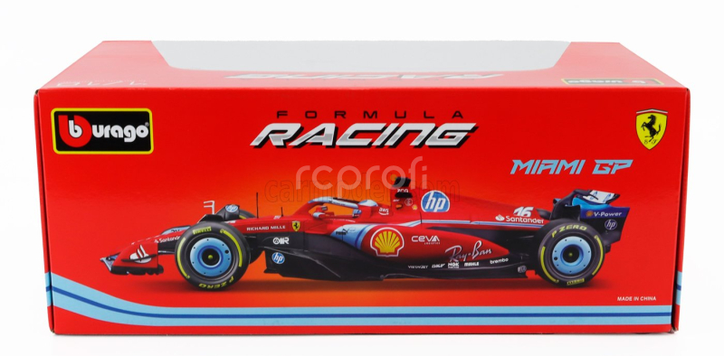 Bburago Ferrari F1  Sf-24 Team Scuderia Ferrari N 55 5th Miami Gp 2024 Carlos Sainz 1:18 Červená Černá Světle Modrá