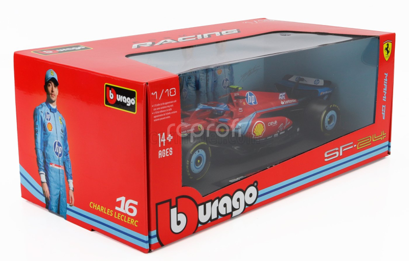 Bburago Ferrari F1  Sf-24 Team Scuderia Ferrari N 55 5th Miami Gp 2024 Carlos Sainz 1:18 Červená Černá Světle Modrá