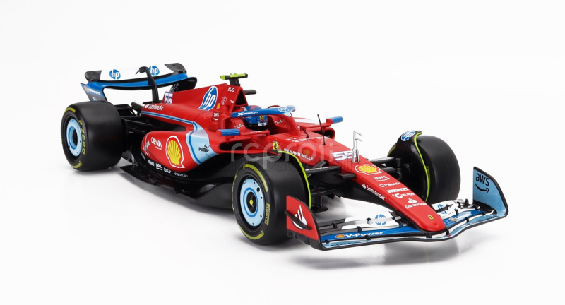 Bburago Ferrari F1  Sf-24 Team Scuderia Ferrari N 55 5th Miami Gp 2024 Carlos Sainz 1:18 Červená Černá Světle Modrá