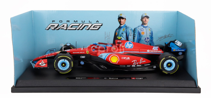 Bburago Ferrari F1  Sf-24 Team Scuderia Ferrari N 55 5th Miami Gp 2024 Carlos Sainz 1:18 Červená Černá Světle Modrá