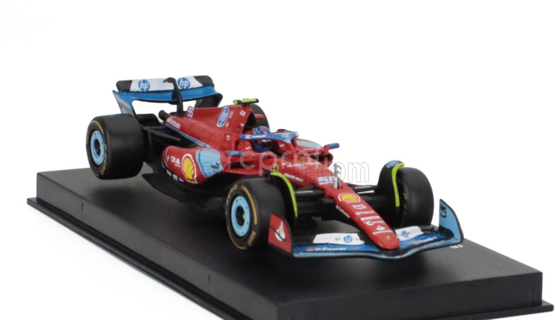 Bburago Ferrari F1  Sf-24 Team Scuderia Ferrari N 55 5th Miami Gp 2024 Carlos Sainz - With Pilot And Showcase 1:43 Červená Černá Světle Modrá