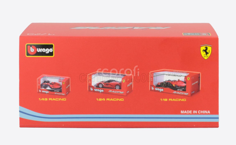 Bburago Ferrari F1  Sf-24 Team Scuderia Ferrari N 55 5th Miami Gp 2024 Carlos Sainz - With Pilot And Showcase 1:43 Červená Černá Světle Modrá