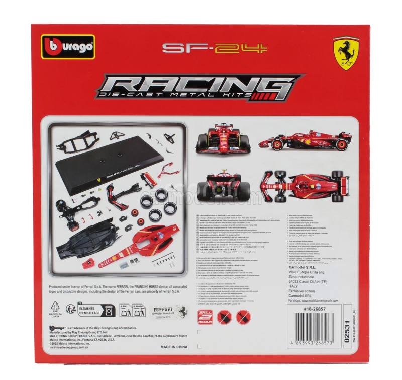 Bburago Ferrari F1  Sf-24 Team Scuderia Ferrari N 55 Season 2024 Carlos Sainz 1:24 Červená Černá