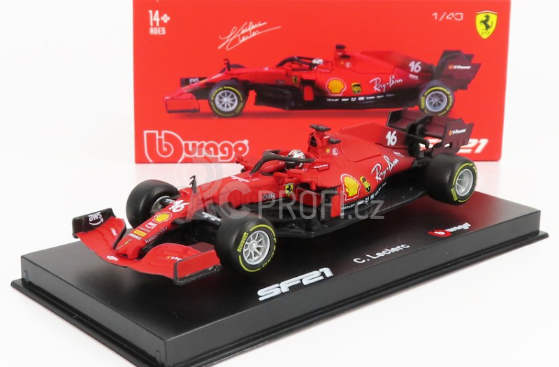 Bburago Ferrari F1 Sf21 Team Scuderia Ferrari Mission Winnow N 16 1:43, červená