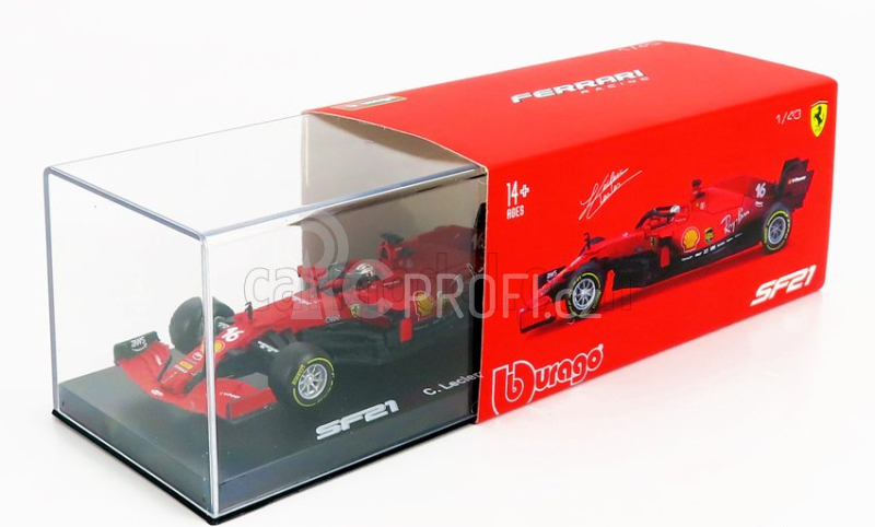 Bburago Ferrari F1 Sf21  Team Scuderia Ferrari Mission Winnow N 16 Season 2021 Charles Leclerc  - Con Pilota E Vetrina - With Pilot And Showcase 1:43 Red