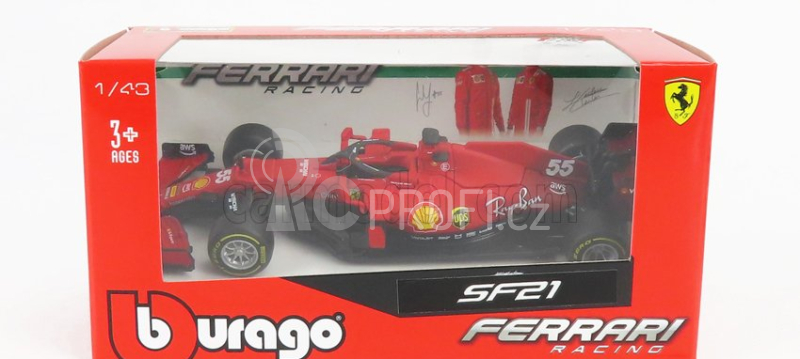 Bburago Ferrari F1 Sf21  Team Scuderia Ferrari Mission Winnow N 55 Season 2021 Carlos Sainz Jr. 1:43 Matt Red
