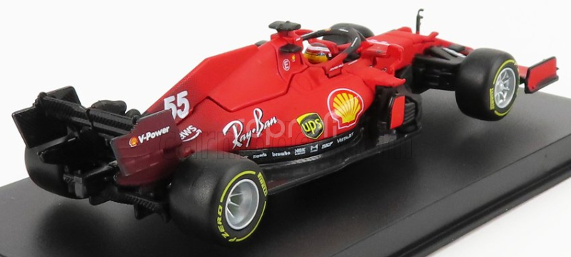 Bburago Ferrari F1 Sf21  Team Scuderia Ferrari Mission Winnow N 55 Season 2021 Carlos Sainz Jr.  - Con Pilota E Vetrina - With Pilot And Showcase 1:43 Red