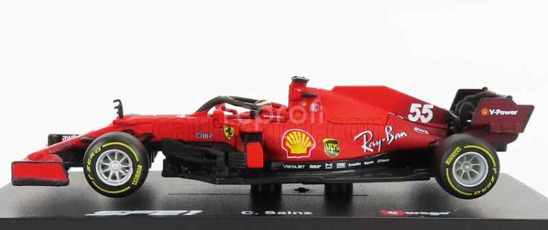 Bburago Ferrari F1 Sf21  Team Scuderia Ferrari Mission Winnow N 55 Season 2021 Carlos Sainz Jr.  - Con Pilota E Vetrina - With Pilot And Showcase 1:43 Red