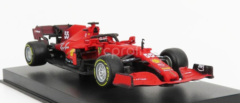 Bburago Ferrari F1 Sf21  Team Scuderia Ferrari Mission Winnow N 55 Season 2021 Carlos Sainz Jr.  - Con Pilota E Vetrina - With Pilot And Showcase 1:43 Red