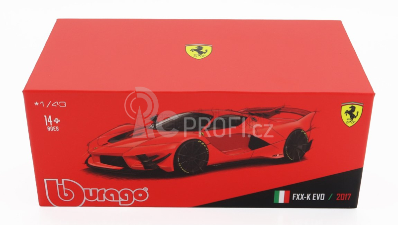 Bburago Ferrari Fxx-k Evo Hybrid 6.3 V12 1050hp 2017 - Con Vetrina - With Showcase - Exclusive Carmodel 1:43 Rosso Corsa Červená