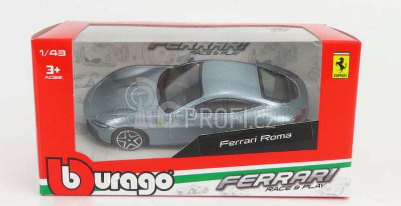 Bburago Ferrari Roma 1:43 stříbrná metalíza