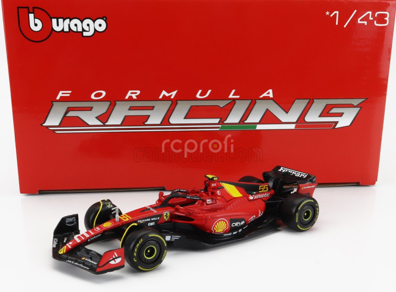 Bburago Ferrari Set F1 4x Sf-23 Team Scuderia Ferrari N 16 Season 2023 Charles Leclerc - N 55 Pole Position 3rd Monza Italy Gp 2023 Carlos Sainz - F1-75 N 16 2nd Monza Gp Italy (pole Position) 2022 Charles Leclerc - N 55 Season 2022 Carlos Sainz 1:43 Červená Černá Žlutá